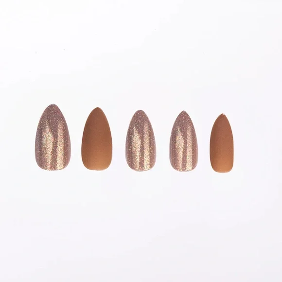 NIB TIP BEAUTY BROWN & GLITTER PRESS ON NAILS - Picture 3 of 3